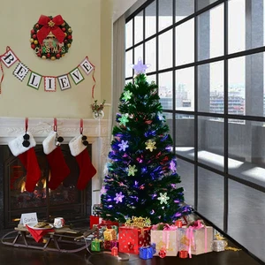 4FT Pre-Lit Fiber Optic Christmas Tree with 18 LED Multicolor Lights and Stand - Picture 1 of 10