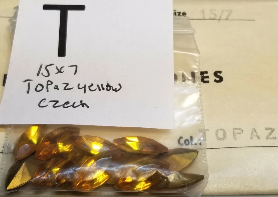 12 artesanías de reparación de joyas vintage Navette 15x7 mm estrás facetadas puntiagudas traseras #5016 Foto 1 de 1