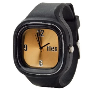 FLEX Uhren Schwarz Gold Uhr Silikon Anti-Mobbing Wasserdicht 5 ATM NEU - Bild 1 von 3
