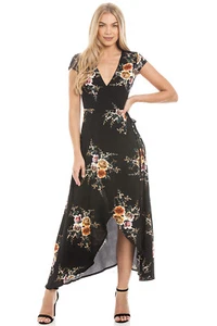 Central Chic Long Maxi Wrap Dress Evening Wedding Casual Holiday Dress S,M,L,XL - Picture 1 of 16