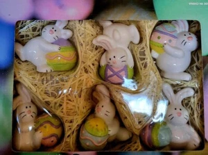 Set of Porcelain Tumbling Bunnies All w/ Playful Poses 3.5", New In Original Box - Picture 1 of 2
