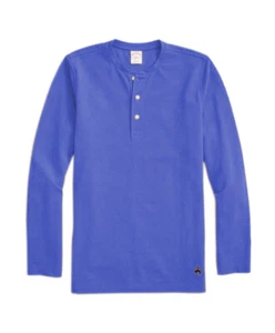 Brooks Brothers Mens Blue Long Sleeve Pique Henley Tee T-Shirt, Medium 8253-4 - Picture 1 of 1