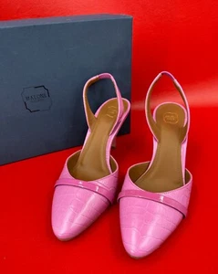Malone Souliers Croc Embossed Pink Marion 85 Leather Pumps Slingback Heels EU 37 - Bild 1 von 11
