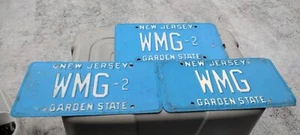 (SET OF 2 + 1) Vintage WMG-2 New Jersey Garden State Blue w/ White Letter Plates - Picture 1 of 5