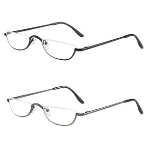 Half Reading Glasses - 2 Pairs Half Rim Metal Frame Glasses Spring Hinge Rea... - Picture 1 of 6