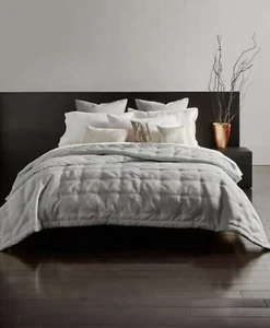 Edredón metálico DONNA KARAN Radiance completo/queen gris plata $440 nuevo, defectuoso - Imagen 1 de 10