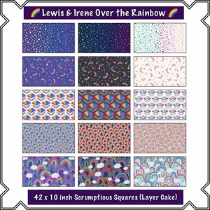 Lewis & Irene Layer Cake Over the Rainbow 42 x 10" Scrumptious Squares Quilt Sew - Picture 1 of 5