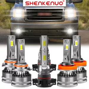 For 2007-2013 GMC Sierra 1500 2500 3500HD 6X 6000K LED Headlight + Fog Bulbs V15 - Imagen 1 de 17