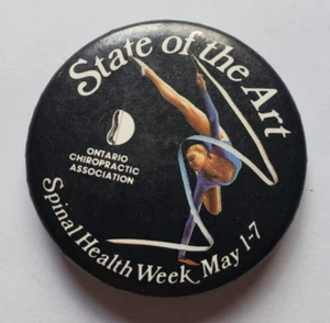 Ont. Asociación Quiropráctica. Botón Pinback Semana de la Salud Espinal Estado del Arte - Imagen 1 de 2
