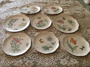 Set 8 Lenox Schmetterlingswiese ~ Monarch ~ Service für 4 ~ 11" Abendessen ~ 9" Salat ~ Teller - Bild 1 von 13