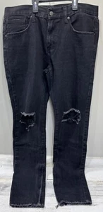 Moda Nova Jeans Hombres 34 Negro Envejecido Bota Cremallera Motocicleta Jeans - Imagen 1 de 8