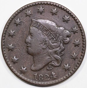 1824/2 1c Coronet or Matron Head Large Cent - Picture 1 of 2