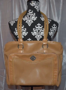 Coldwater Creek Laptop Bag Tan BEige Faux Leather Alligator Print  Metal Accents - Picture 1 of 6