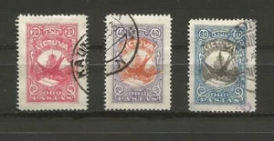 Lithuania Litauen Lietuva 1926 gest Mi 243-245 Sc C37-39 Definitive Airmail iss - Bild 1 von 1