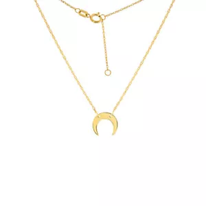 14K massives Gold Mini Halbmond Halbmond zierliche Halskette - minimalistisch gelb - Bild 1 von 4