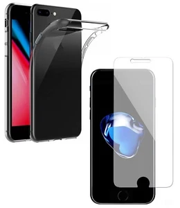 For APPLE IPHONE 8 PLUS CLEAR CASE + TEMPERED GLASS SCREEN PROTECTOR SHOCKPROOF - Picture 1 of 12