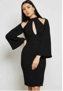 bardot cutout sheath choker neck dress Black Size 4 NEW - Picture 1 of 2