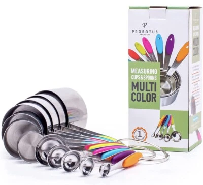 Measuring Cups and Spoons Set - 12pc Food Grade Stainless Steel Liquid & Dry - Image 1 of 3