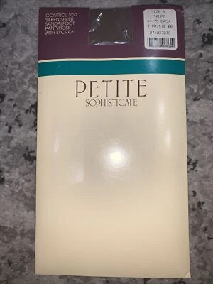 Meia-calça Petite Sophisticate tamanho A controle bege seda transparente nova na embalagem - Imagem 1 de 4