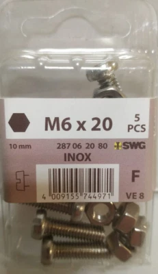 SWG Gewindeschraube Linsensenkkopf Mutter M6x20mm 10mm 5Stk Edelstahl neu OVP - Bild 1 von 2