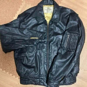 Camel Trophy Leather Jacket One Size Black Vintage 90s - Picture 1 of 10