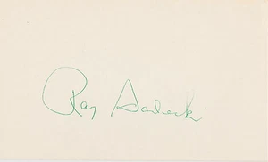 RAY SADECKI SIGNED 3x5 INDEX CARD CARDINALS GIANTS METS BRAVES ROYALS BREWER PSA - Picture 1 of 2