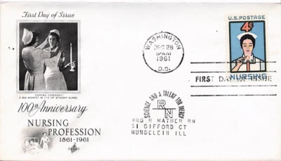 US FDC #1190 Artcraft / Schering NJ M-4 Var 1961 DC Nursing Profession Medical - Image 1 of 2