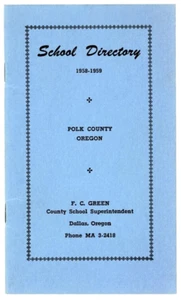 Polk County Oregon Dallas orig 1958-1959 Schul-/Lehrerverzeichnis - Bild 1 von 2