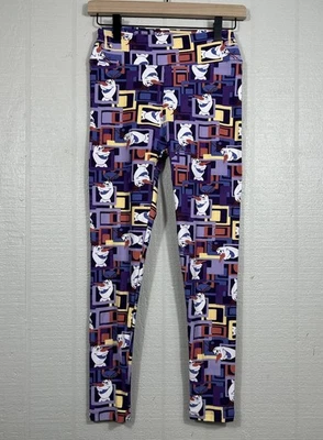 Leggings LuLaRoe Talla Única Multicolor Frozen Olaf Patrón Púrpura Cuadrados Foto 1 de 4