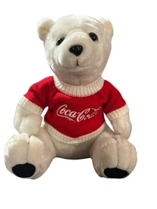 Maglione Coca Cola Orso Polare Peluche Rosso Maglia Peluche 10" Invernale Bianco - Foto 1 di 4