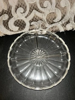 Bandeja de colección plato de vidrio cristalino dividido para servir 3 secciones 7" Foto 1 de 3