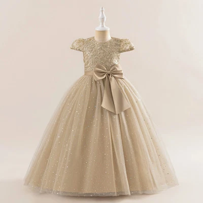 Party Girls Dress Sequin Birthday Princess Gown Girl Tulle Prom Gala Costumes - Image 1 of 4