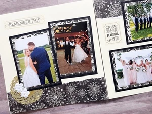 Diseño neutro de álbum de recortes de boda, páginas de boda de playa, páginas de boda - Imagen 1 de 9
