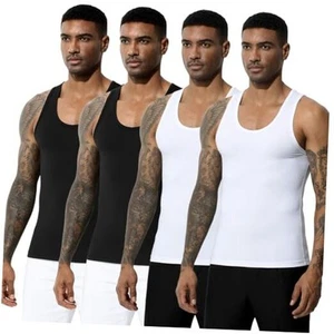 Men's Workout Tank Top 4 Pack Muscle Sleeveless Gym Shirts Activewear - Picture 1 of 6