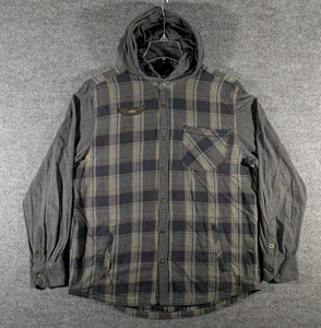 Harley Davidson Camisa Chaqueta Para Hombres XL Franela a Cuadros Sudadera con Capucha Chamarra Gris a Presión - Imagen 1 de 18