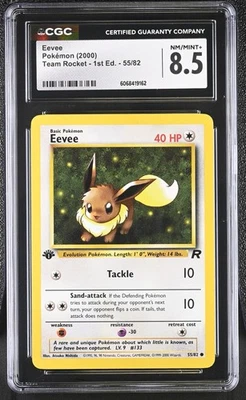 CGC 8.5 Eevee 2000 Team Rocket 1st Edition 55/82 Pokemon Card - Image 1 of 2