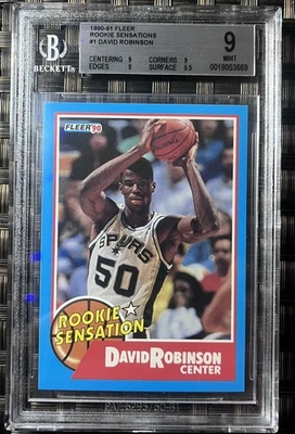 1990-91 Fleer Rookie Sensation David Robinson Card #1  BGS 9 MINT  HOF - Image 1 of 2