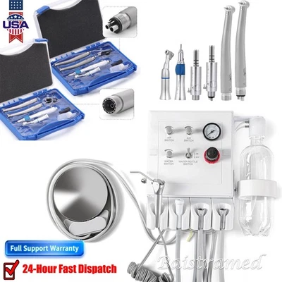 Portable Dental Turbine Unit Weak Suction Work +Air Compressor/Handpiece 2/4Hole - Image 1 of 4