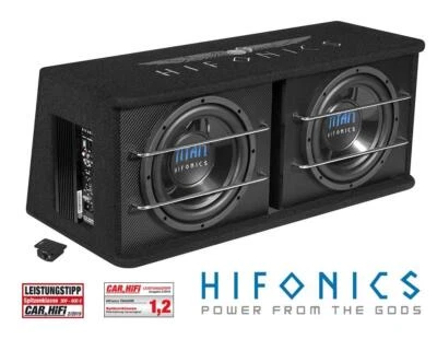 HIFONICS TDA250R 2 x 25 cm (10") Aktiv Dual Bassreflex Subwoofer 600 Watt - Bild 1 von 4