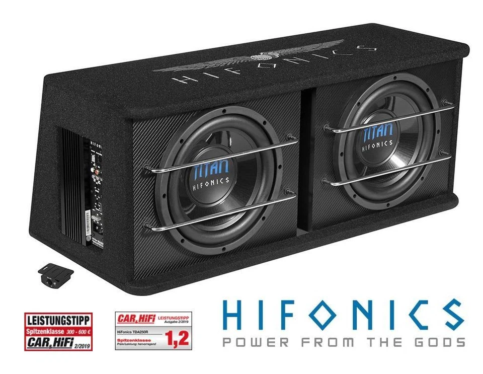 HIFONICS TDA250R 2 x 25 cm (10") Aktiv Dual Bassreflex Subwoofer 600 Watt - Bild 1 von 4