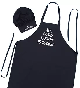Juego de delantales y sombreros de chef Mr. Good Lookin' Is Cookin' para hombre, regalo del día del padre - Imagen 1 de 3