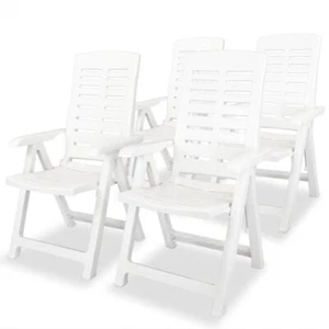 NNEVL Reclining Garden Chairs 4 pcs Plastic White - Picture 1 of 8