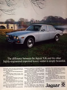 1973 Jaguar XJ6 Print Ad Luxury Sedan Bridge Castle British Leyland Motors - Picture 1 of 1