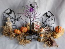 Halloween Fairy Garden Miniatures, Skeleton, Pumpkin, Tombstones, Caskets, Trees
