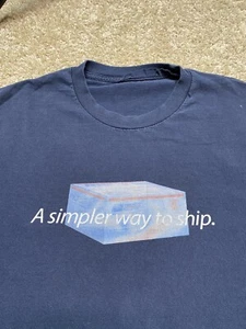 Vintage USPS T-Shirt Men’s Blue Priority Box Graphic Disressed Faded Thrashed - Picture 1 of 6