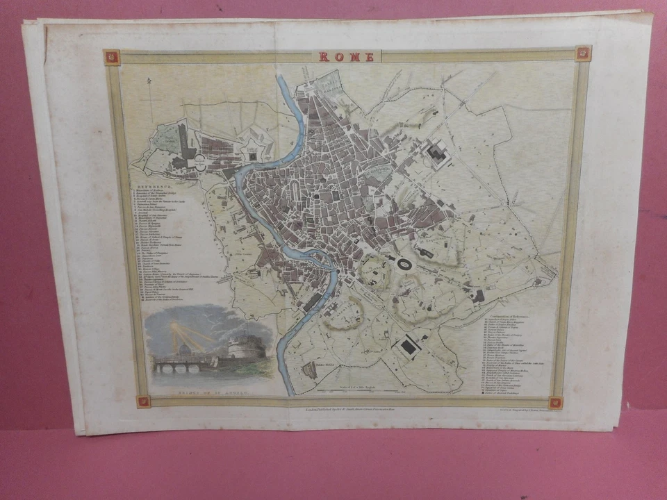 100% ORIGINAL ROMA ITALIA MAPA PLANO DE CIUDAD DE ORR DOWERC1834 EN MUY BUENA CONDICIÓN COLOREADO A MANO  Foto 1 de 1