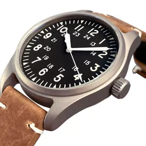 Orologio da uomo automatico Super Titanio 39 mm Tandorio quadrante nero vetro zaffiro NH35 - Foto 1 di 4