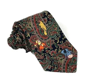 Pooh Disney cravatta collo uomo vintage paisley pois blu navy rosso verde 57 x 4 - Foto 1 di 5