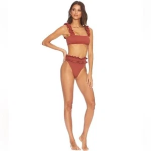 Beach Riot Ivy Bikini Bottom & top in Rust ruffle sz sm bottom med top swimsuit - Picture 1 of 9