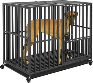 BingoPaw Chew-resistant Heavy Duty Metal Dog Cage Kennel Pet Crate with Wheels - Picture 1 of 15